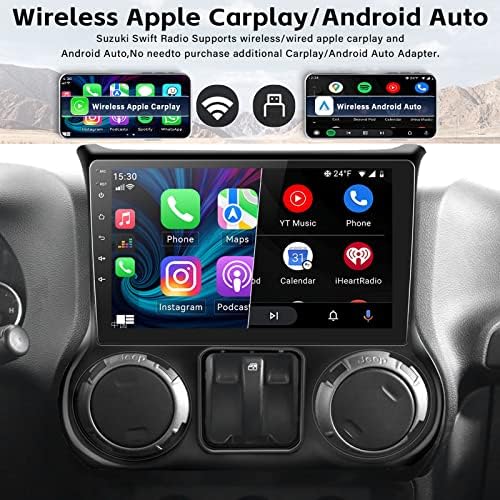 Android 11 Auto Stereo za Jeep Wrangler 2011-2014 sa bežičnim Apple CarPlay Android Auto,10.1 inčnim ekranom osetljivim na dodir auto Radio sa WiFi,GPS navigacijom,Bluetooth,FM/RDS,SWC,Dual USB+AHD rezervna kamera