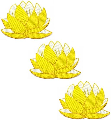 HHO Patch Yellow Lotus cvjetni željezo na zakrpama Lotus cvijeće Slatka crtani izvezeni aplicirani dodaci za patch-a DIY za ruksake
