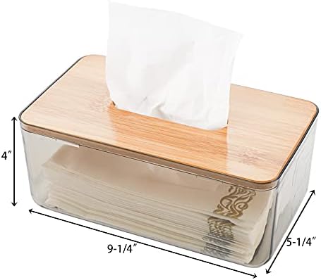 Držač poklopca na bambusovom tkivu Jucoan 2 Pack bambue, prozirna kutija za čišćenje lica, pravokutni papir držač salveta za kupaonicu, kuhinju, dom,
