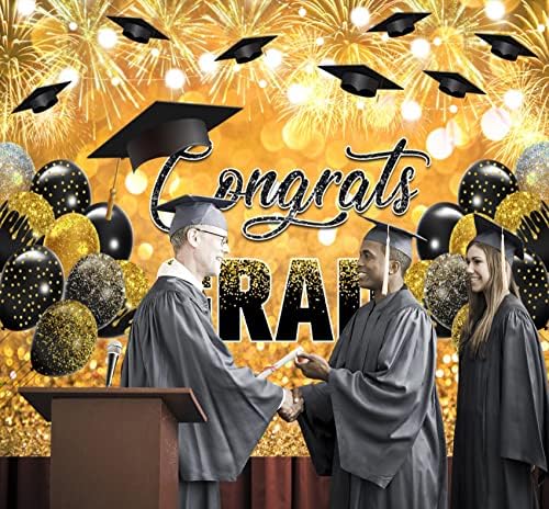 Čestitke pozadina za diplomiranje 2023 Maturalna pozadina klasa 2023 Čestitam pozadina za diplomiranje crno zlato svjetlucava balonska