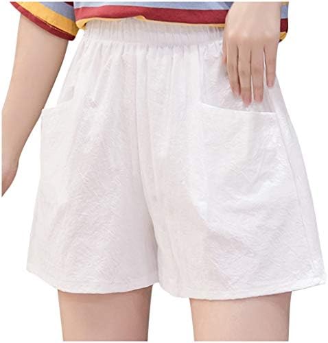 Zervoba pamučne kratke hlače za žene ljetne casual pantalone s džepovima Čvrsto boje visokih struka Štorke široke noge
