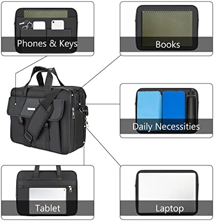 Kišna briga o business messenger torbi za portfelj Satchel Work Bag odgovara do 15,6 inčnih torba za tablet za laptop tablet, crna