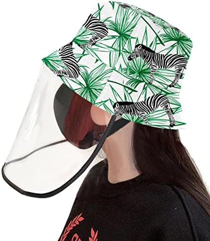 Zaštitni šešir za odrasle sa štitnikom za lice, ribarski šešir protiv sunčeve kape, životinjska zebra zelena lišća