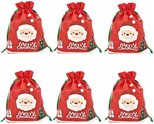 6 pakovanja Božićne poklon torbe slatka Božić prisutna torba za umotavanje vezica Svečana višekratna poklon kesa za slatkiše za zabavu