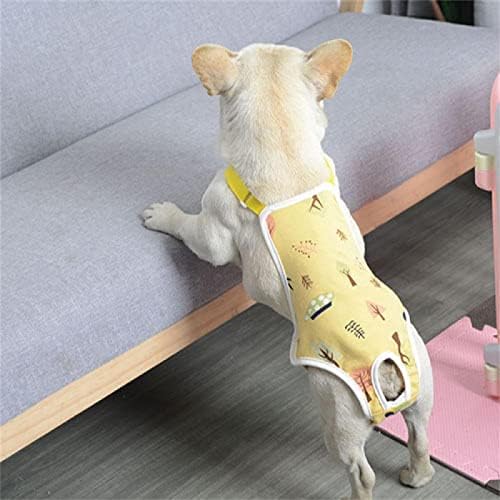 Slakkenreis sanitarne gaćice za pse sa tregerima, fiziološke pantalone za kućne ljubimce podesivo udobno donje rublje za ženke Žuti medij