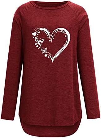 Valentinovo odijelo za žene Ljubite srce Grafičke tenice dugih rukava Grafičke majice Casual Lounge Top Bluzes Moda 2023