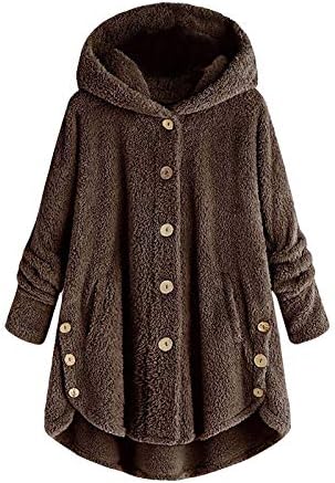 Ženski kaputi za jesen plus dugme za veličinu plišana vrhova kapuljač sa kapuljačom labavi kardigan vuna kaput za kaput sa zimskom