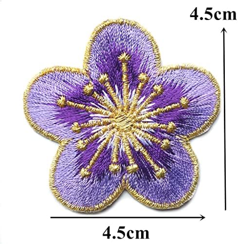 TJLSS 5pcs Purple Plum cvjetovi cvijeće Gradijent boja vezeni zakrpe za šivanje željeza na značkima za odjeću DIY aplikacije