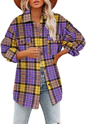Ženske majice Plus Plus Size lagan dugi rukav flanel LEAL CLUGE DOLJE Džepljene sitne jakne za jakne za žene