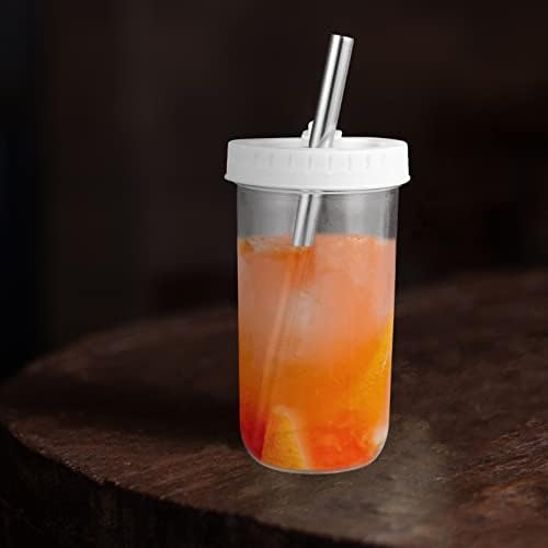 Hemoton 2 kompleta čaša za piće sa poklopcima i Slamkama od nerđajućeg čelika 650ml staklene šolje u obliku limenke staklene šolje