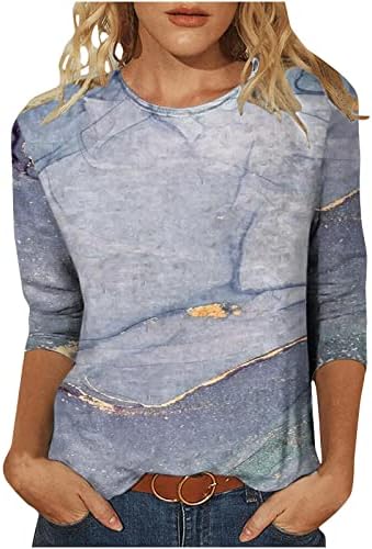 Ženska ljetna jesen 3/4 rukava Top 2023 odjeća pamučna posada izrez grafički labavi fit casual bluza majica za žene H7 H7