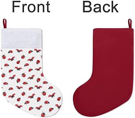Vodenicolor LadyBug Božićne čarape Čarapa Xmas Tree Santa ukrasi Viseći ukrasi za kamin za odmor 16.5