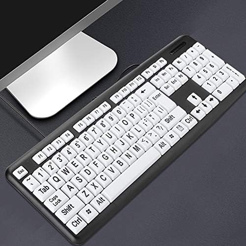 plplaaoo crna tastatura niskog vida, kompjuterska Tastatura sa velikim štampanjem, USB žičana tastatura za stare ljude sa belim velikim