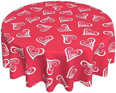 Luxteen Valentines Okrugli stol 60-inčni kućni dekor Ručni elementi ružičastih ljubavnih srca Valentinovo za Valentinovo i stolna