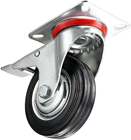 Aexit 4-inčni gumeni kotači kotač W kočnica, okretna gornja ploča, 154 funti. Kotačići tanjira nosivost