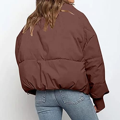 Shopeessa Žene Bubble Pamučna jakna Slatka manžetna rukava puna zip jakne sa čvrstim bojama zimski kaputi za žene