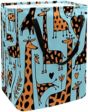 Crtane Žirafe uzorak plava pozadina Print sklopiva korpa za veš, 60L vodootporne korpe za veš kanta za veš igračke skladište za spavaonicu kupatilo spavaća soba