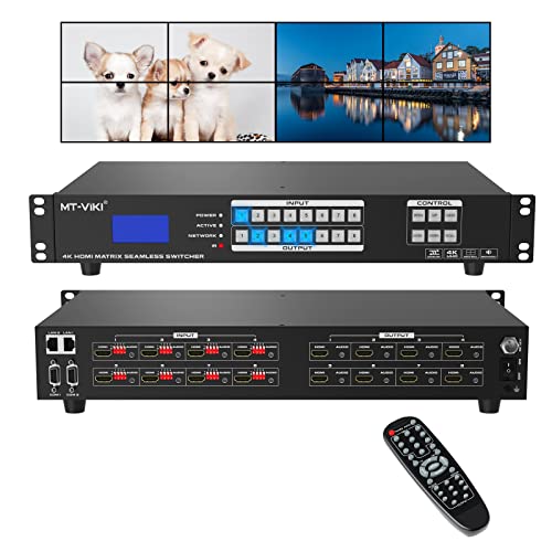 MT-VIKI 4K 8X8 Bespremljena HDMI matrica, 2x4 Video Wall Processor 3x2, CACKMOUTWount Switcher & Splitter & Splicer, 3,5 mm Audio, Podrška RS232 / LAN, Web GUI