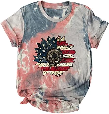 4. srpnja Košulje Žene krave boje kratkih rukava Grafičke majice Patriotska majica Dan nezavisnosti Crewneck bluze