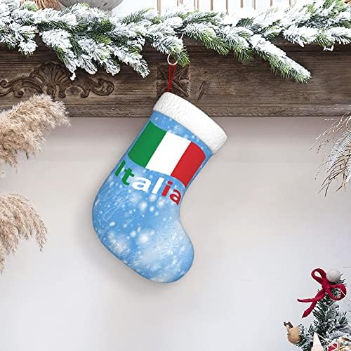 QG ZZX Božićne čarape sa bijelim super mekom plišane manžetne talijanske zastave Xmas Čarape Božićne ukrase Čarapa