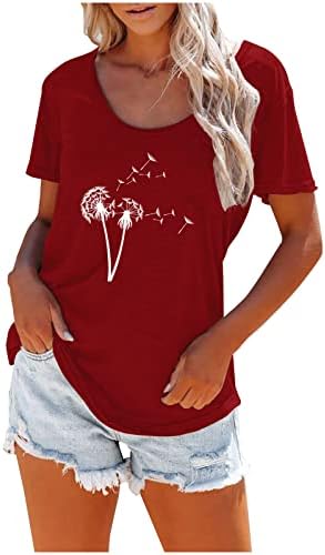Ženski vrhovi Ležerne prilike 2023 Tuničke vrhove Fraied kratkih rukava Crewneck Thirt Ladies Cvjetni grafički hipi majica bluza