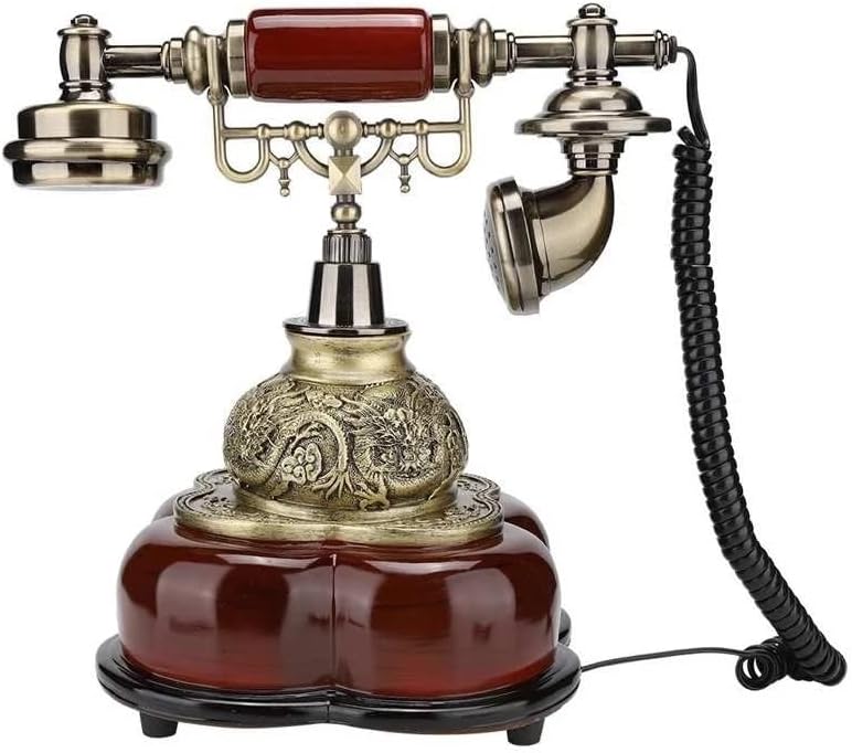 ZYKBB Antikni kamensni telefonski fiksni digitalni retro telefona Dial Bivage Dekorativni puni drveni telefoni Kombinirani kućni ured