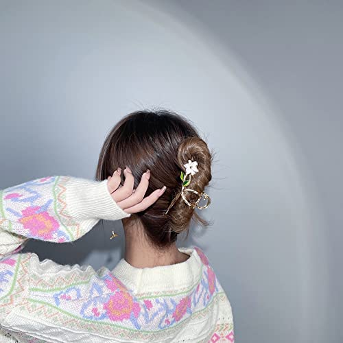 3pcs cvjetni metalni kandža za kosu za žene, cvjetne kose kopče za kosu Barrettes jake držite stezaljke za kosu za kosu za gustu tanku