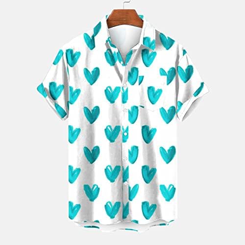 Majice za muškarce Valentinovo tiskali su jednu džepnu košulju Casual Labave ispisane džepne plaže Havajski majice Bluze