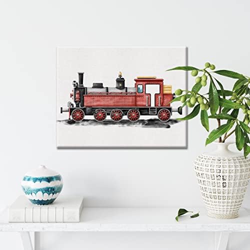 Parni motor platneni zid Art akvarel transport voz Tender platno slikanje grafike za kućne dječake spavaća soba lokomotiva zid dekor uokvirena Artwork pokloni