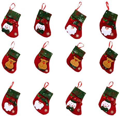 Cabilock Exquisite 12kom Božić privjesak visi poklon čarape Cartoon čarape torba Candy Bag