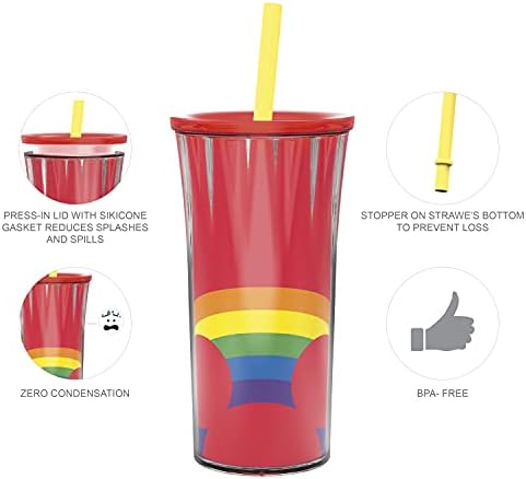 Zak Dizajni Disney Halloween Rainbow kolekcija dvostruki zid izolirani plastični prevoz za hladna pića, putna čaša sa poklopcem otpornim