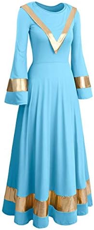 Žene Metallic Cape ovratnik pohvale plesne haljine BI Color Bell dugih rukava liturgija bogoslužja kostim crkva Tunika rube