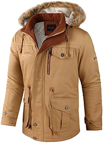 NQYios Muške Long Sherpa zimski kaputi FAUX Krznana jakna od kapuljače za zgušnjavanje za toplu odjeću Vojni taktikalni parka jakne