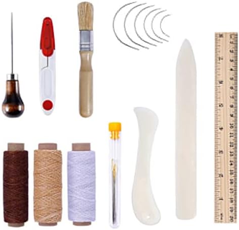 Gretd Professional Kožne zanatske alate Kit ručno šivaće vosak navoj, zakrivljena igla, škare, kožect pribor