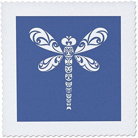3drose zmaj bijeli plemenski tattoo stil umjetnost na plavom - quilt kvadratima