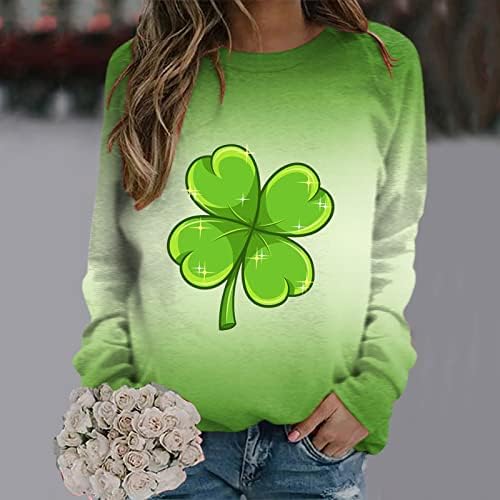 Cggmvcg St Patricks Day Shirt žene Dugi rukav žene modni Oversized pola Zip dugo zeleni vrhovi za žene St Patricks