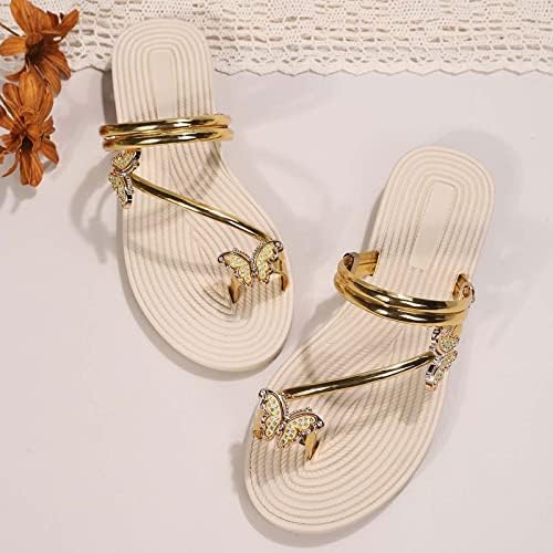 Papuče za krinoton za žene Leptir modne tankog sandale otvorene nožne plažne papuče Ljetni ravni slajdovi flop flops