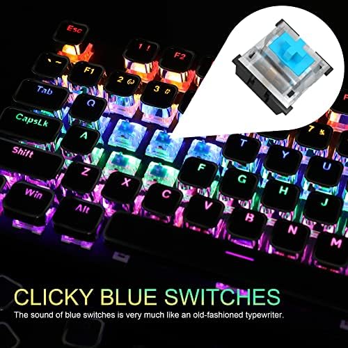 Camiysn pisaća mašina mehanička tastatura za igre, Crna Retro Punk tastatura za igre sa RGB pozadinskim osvetljenjem, 104 tastera