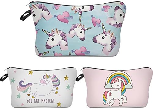 Deanfun Unicorn torba za šminkanje, 3kom / set Super smiješna 3D štampa ženska kozmetička torba višenamjenski držač olovke