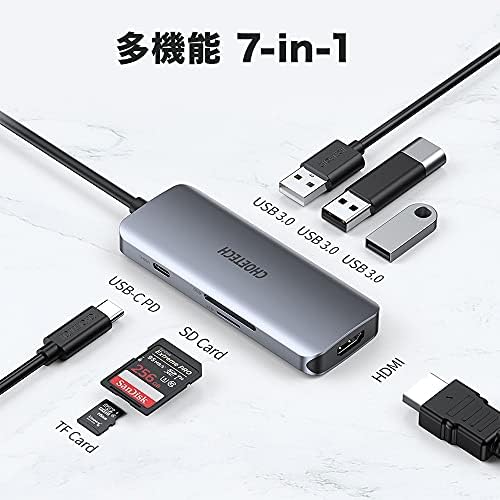 7U1 Multiport Hub USB Type-C HDMI 4K USB 3.0 PD podrška čitač SD kartica Max 100w Konverter Adapter za MacBook Surface MCH-A051-Gy