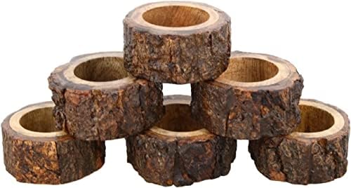 OMC ručno rađeni drva rustikalni salvetni prsten za salvetu prirodni okrugli oblik prsten salveta za trpezarijski stol za trpezariju službeni dizajn salveta - set od 6