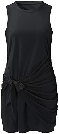 Ljetne haljine za žene Casual elegantna bodycon haljina bez rukava tanka crna vintage okruglog vrata pripijena mini haljina