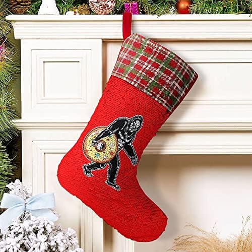 Bigfoot Donut Sequin Božićne prazničke čarape Reverzibilna boja Promjena čarobnih zaliha za Xmas Tree Kamin Viseće čarape