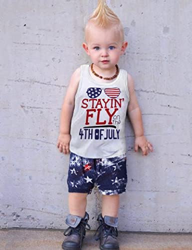 Fommy 4. jula Baby Boy Outfit, Dan neovisnosti Pismo tiskani vrhovi bez rukava + kratke hlače 2pcs Set odjeće