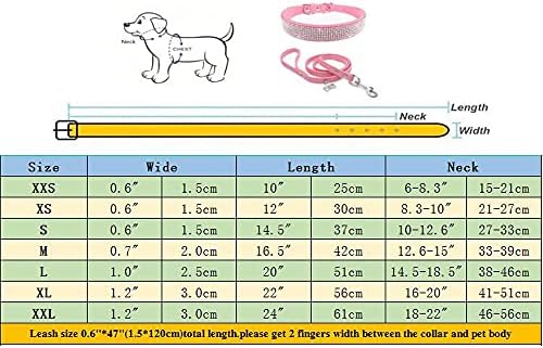 Psi Kraljevina Shining Rhinestones ovratnik za pse povodac - izrađen od mekog baršunasti materijal - slatka koštana mačka mačja ovratnik povodac set - podesiv za djevojčicu ili ženske pse mačke, ružičasta, xl: 16-20 vrata