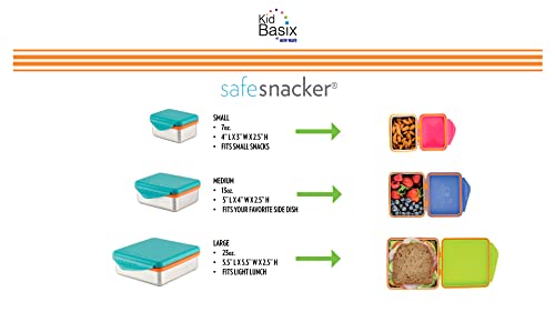 Kid Basix Safe Snacker, kutija za ručak za višekratnu upotrebu od nerđajućeg čelika za decu & odrasle, posuda za hranu za višekratnu