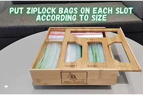 Alpha Kurtisa bambusova torba sa zatvaračem Organizator za kuhinjske zidove-fioke-može da stane u torbe sa zatvaračem kao što su galon-Snack-Sandwich-Quart.