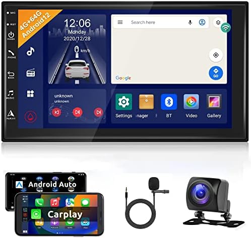 4G 64g 8 jezgro Android dvostruki din auto Stereo sa bežičnim Apple Carplay, 7 inčni ekran osetljiv na dodir Bluetooth GPS 4G WiFi