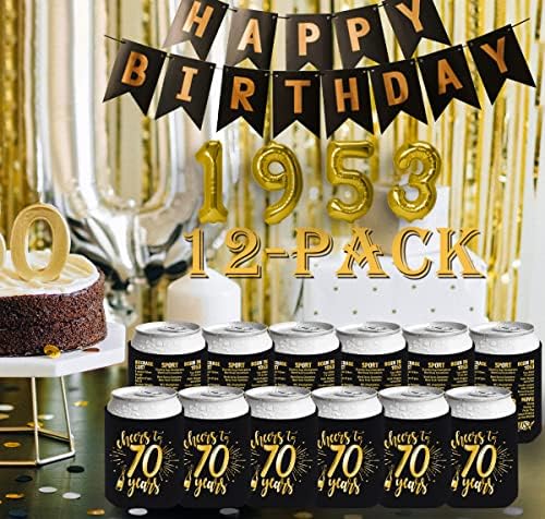 Henghere Happy 70th Birthday dekoracije za muškarce žene, 70th Birthday Party Supplies, Vintage-sedamdeset Birthday Party pića može