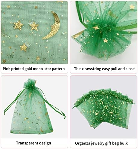 Jexila 100kom Organza torbe 5 X7 Mjesečeva zvijezda Majčin dan male torbe za nakit mrežaste poklon torbe za vjenčanje Favor Candy